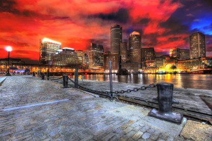 Amazing Boston Cityscape at Night 01 - Royalty-Free Stock Images