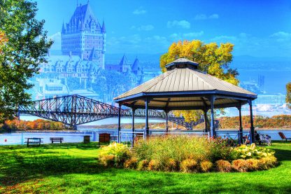 Beautiful Quebec City Park and Bridge 1 - Royalty-Free Stock Images