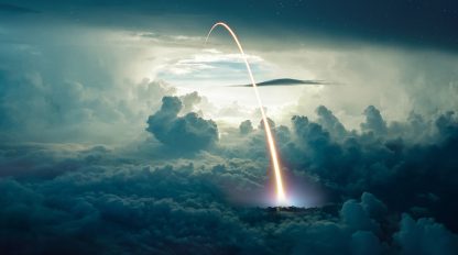Missile Launch over the Cloudy Sky - Royalty-Free Stock Images