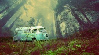 Vintage VW Camper Van Road Trip 03 - Royalty-Free Stock Images