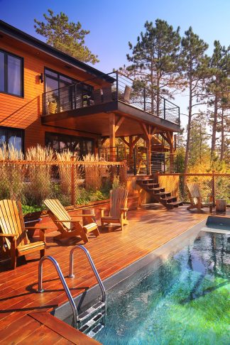 Colorful Stylish House with Pool in the Woods - Royalty-Free Stock Images