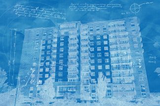 Mid-Rise Apartment Building Construction Blueprint Design - Royalty-Free Stock Images