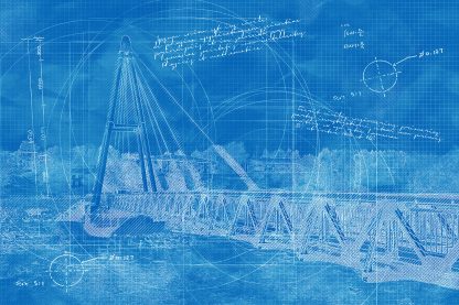 Modern Pedestrian River Cross Footbridge in Blueprint - Royalty-Free Stock Images