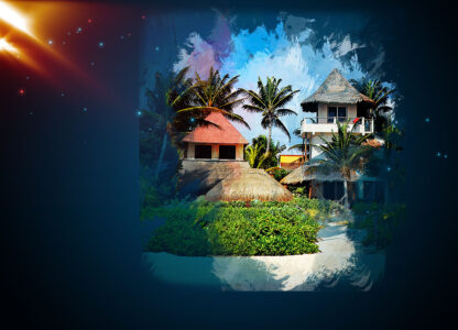 Caribbean Home Art Background with Copy Space - Royalty-Free Stock Images
