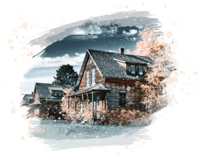 Vintage Wooden Houses on White - Royalty-Free Stock Images