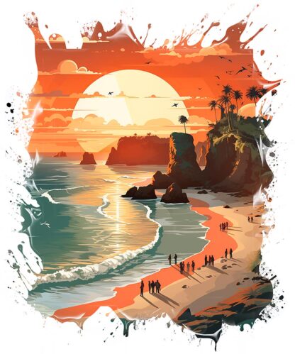 Beach Landscape at Sunset Artwork