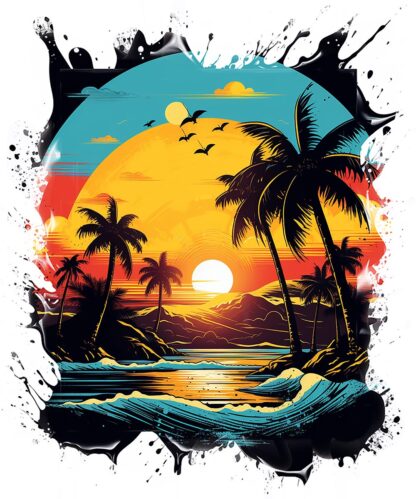 Caribbean Landscape at Sunset Artwork