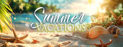 Summer Vacations Banner - Beach with Seashells